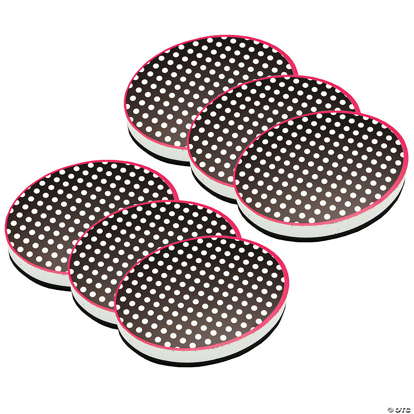 Ashley Productions Magnetic Whiteboard Eraser, Black & White Dots, Pack of 6 Image