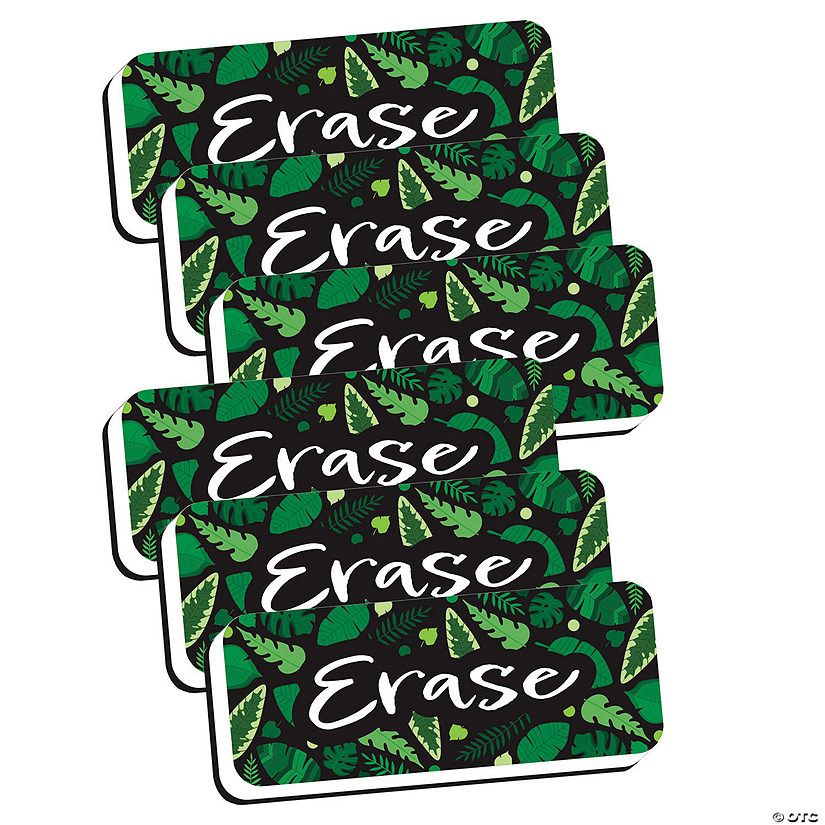 Ashley Productions Magnetic Whiteboard Eraser, Greenery with Erase, 2" x 5", Pack of 6 Image