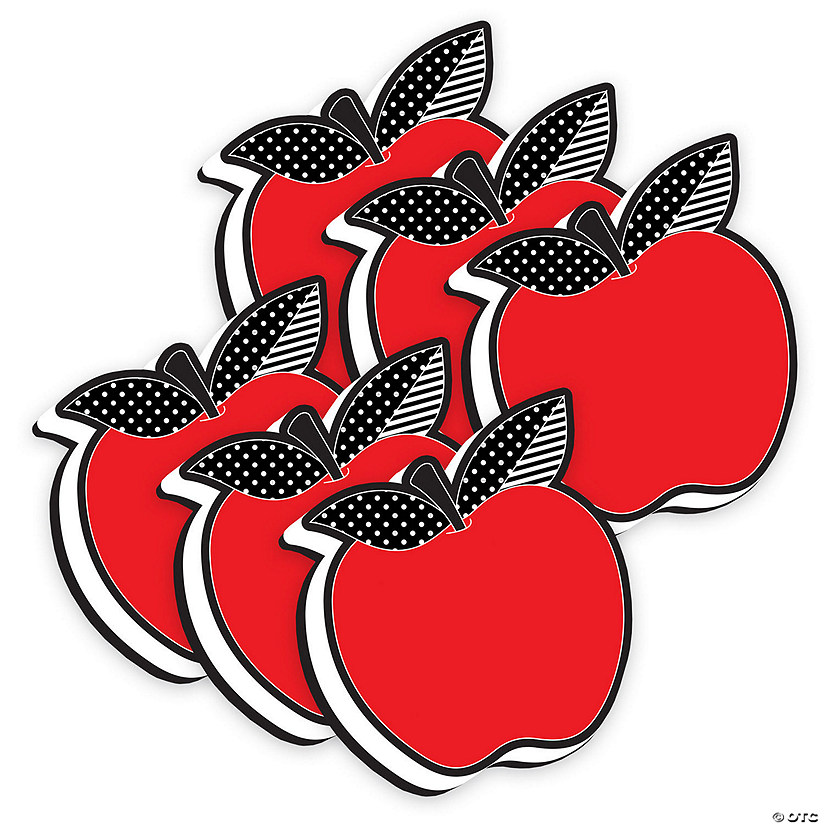 Ashley Productions Magnetic Whiteboard Eraser, Red Apple with Black and White Leaves, Pack of 6 Image