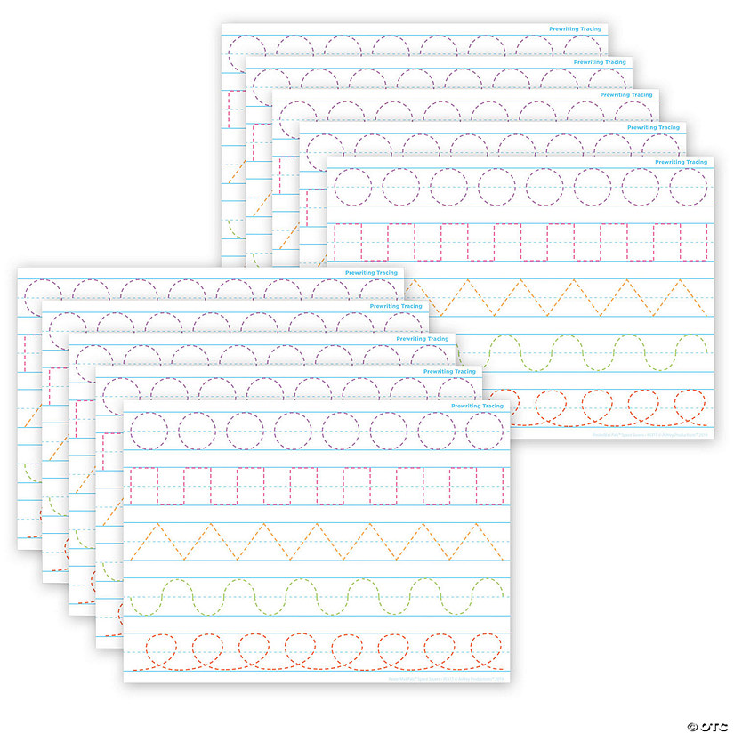 Ashley Productions Smart Poly PosterMat Pals Space Savers, 13" x 9-1/2", Prewriting Tracing, Pack of 10 Image