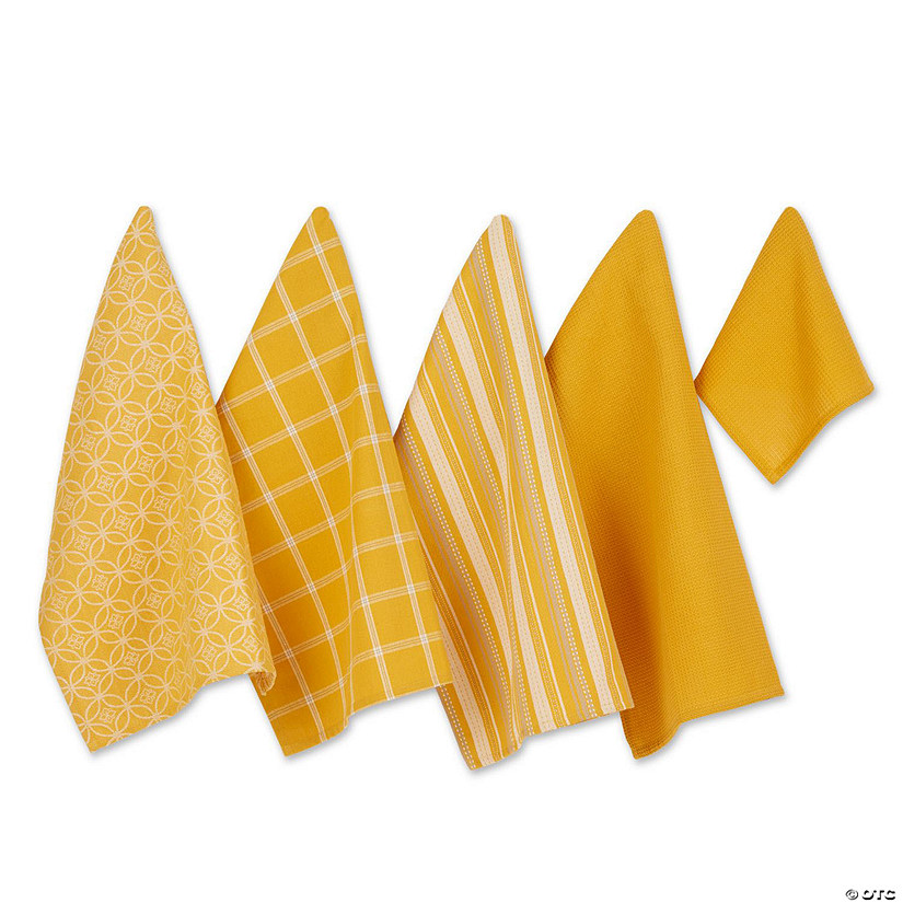 Assorted Honey Gold Dishtowel & Dishcloth (Set Of 5) Image