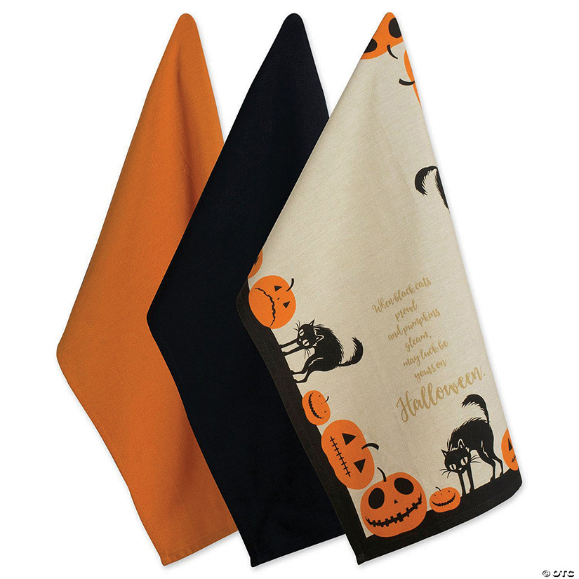 Assorted Jack-O'-Lantern Halloween Printed Dishtowel (Set Of 3) Image