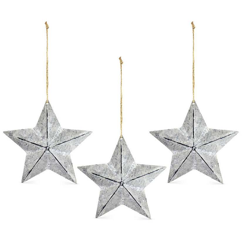 AuldHome Galvanized Star Ornaments (3-Pack, 7.5 Inch); Rustic Christmas Ornaments for Large Christmas Trees and Wreaths, Large 7.5 Inch Diameter Image