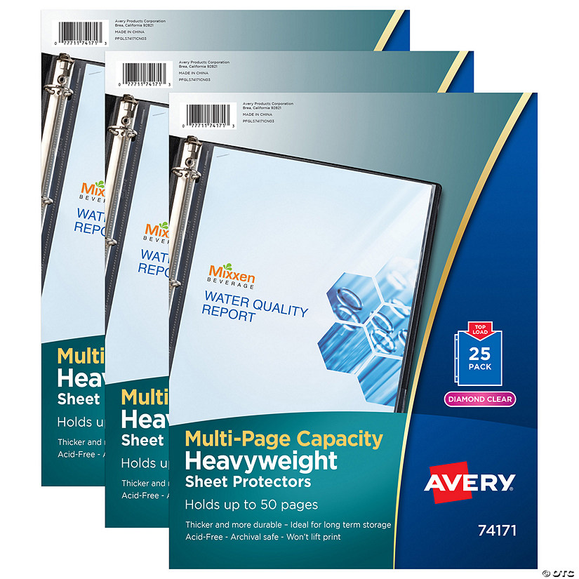 Avery Clear Heavyweight Multi-Page Capacity Sheet Protectors, Holds 8-1/2" x 11" Sheets, Top Load, 25 Per Pack, 3 Packs Image