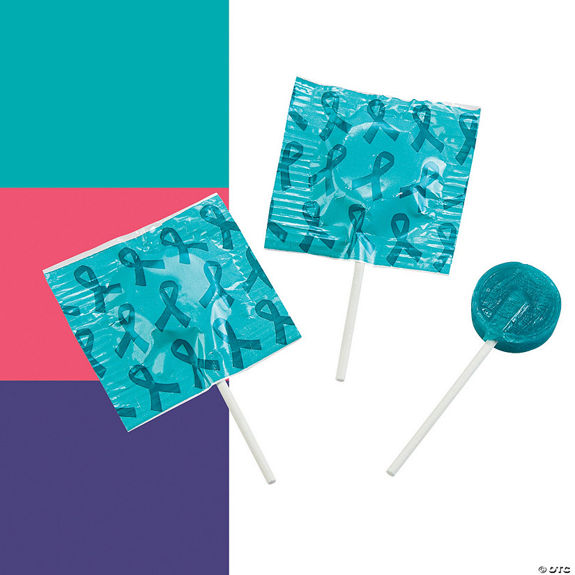Awareness Ribbon Printed Lollipops - 55 Pc. Image