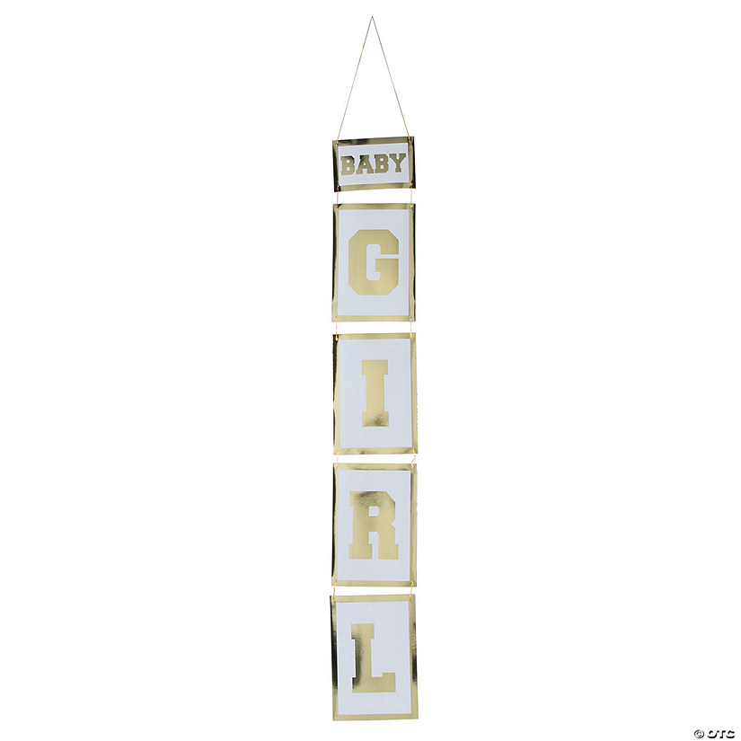 Baby Girl Gold Foil Hanging Banner Image