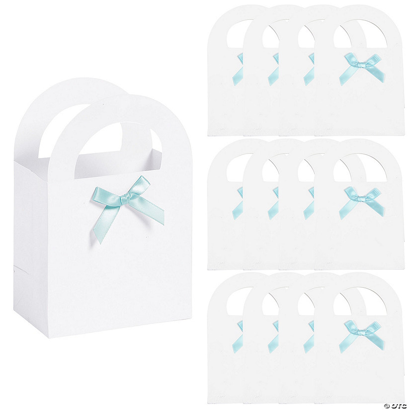 Baby Shower Paper Treat Bags with Blue Bow - 12 Pc. Image