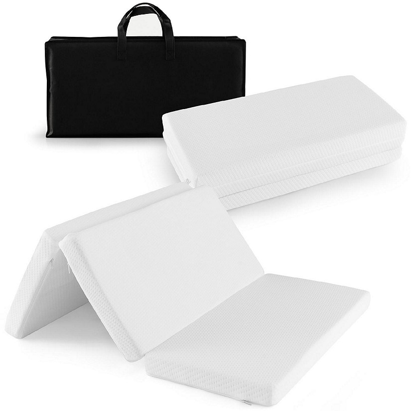 Babyjoy Tri-Fold Pack and Play Mattress Topper 38" x 26" Mattress Pad with Carrying Bag Image