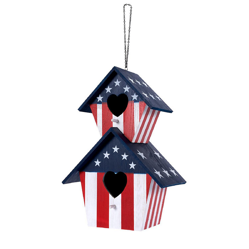 Backyard Expressions 16" Americana 2 Compartment Wood Birdhouse Image
