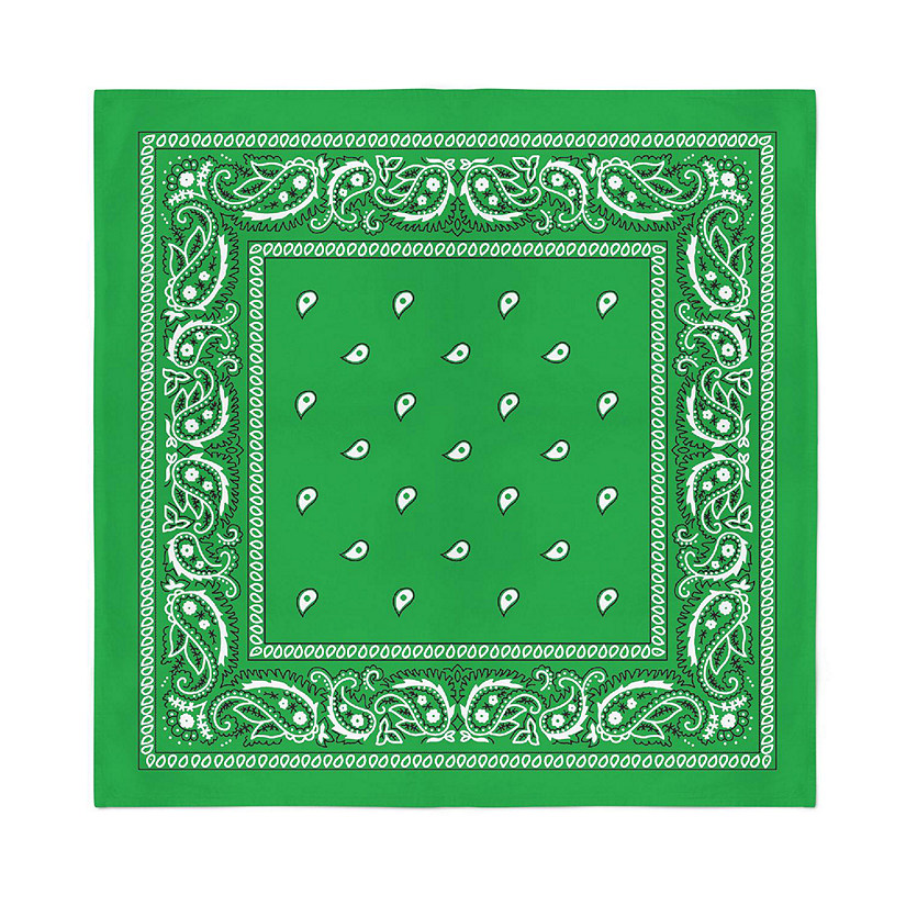 Balec Bulk Wholesale 60 Pack Paisley Polyester Bandanas Unisex (Green) Image