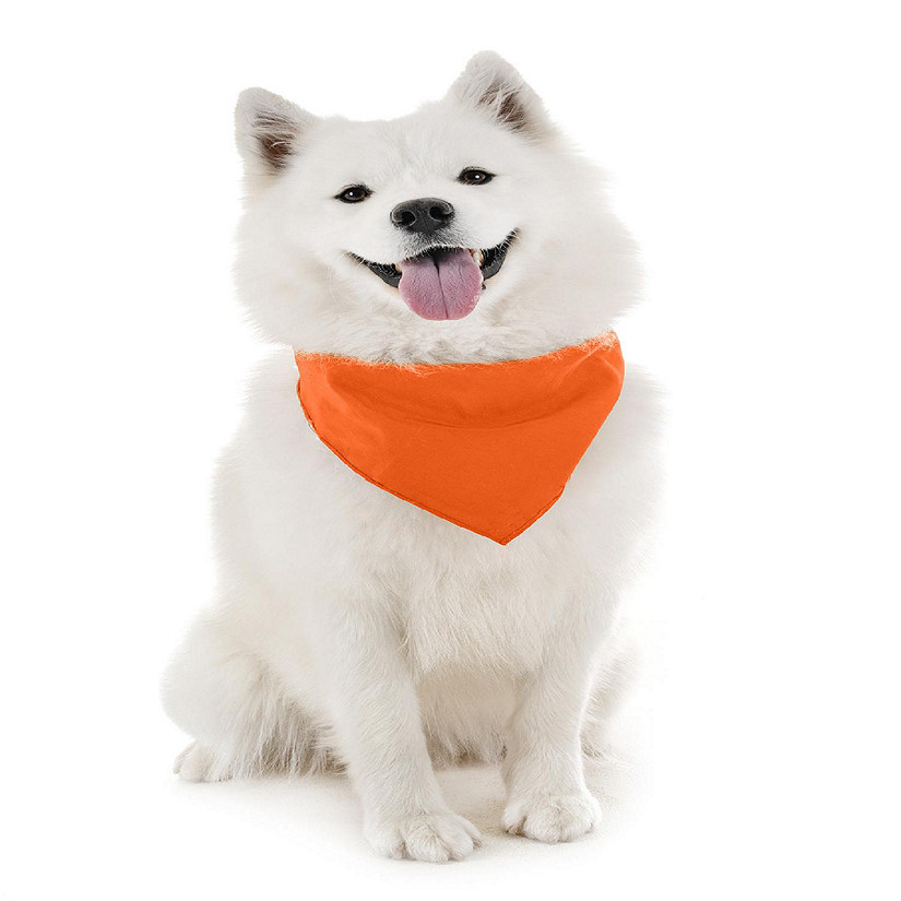 Balec Dog Solid Bandanas - 4 Pieces - Scarf Triangle Bibs for Any Small, Medium or Large Pets (Orange) Image