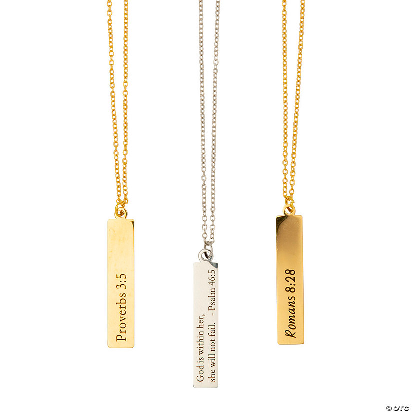 Bar Necklaces with Religious Verse - 3 Pc. Image