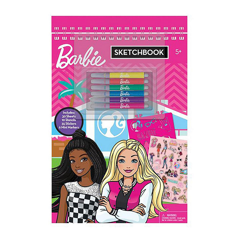 Barbie 30-Page Sketchbook w/ Markers, Stencils, and Stickers Image