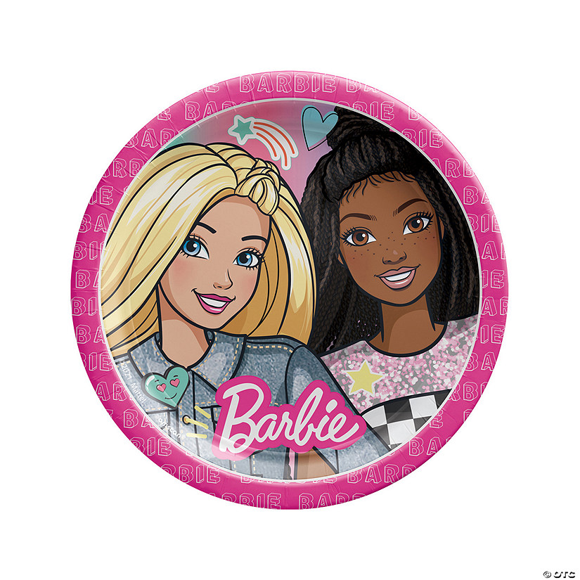 Barbie<sup>&#174;</sup> Dream Together Party Round Paper Dinner Plates - 8 Ct. Image