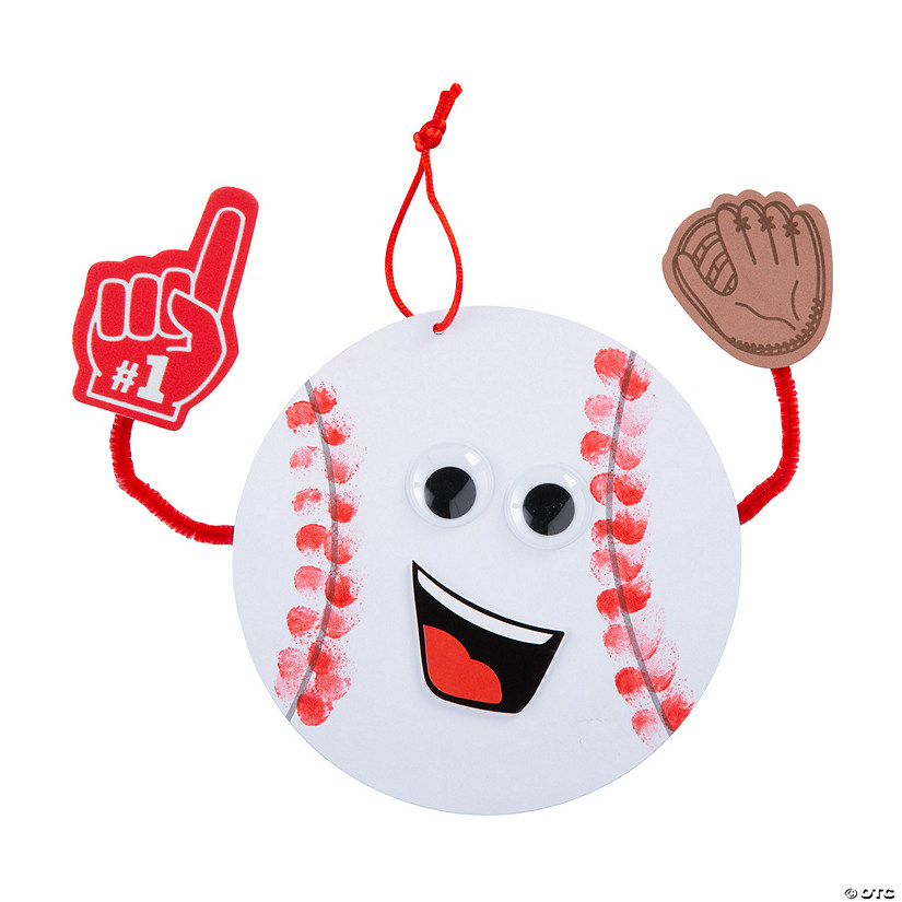 Baseball Thumbprint Sign Craft Kit - Makes 12 Image