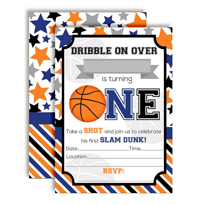 Basketball First Birthday Party Invitations 40pc. by AmandaCreation Image