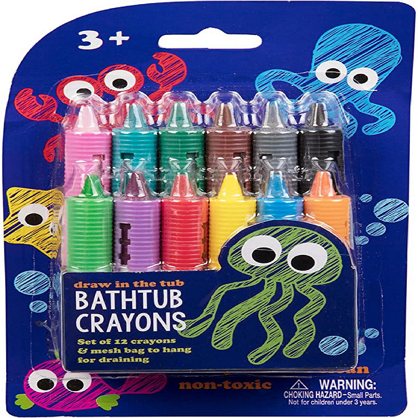 Bath Crayons Super Set - Set of 12 Draw in The Tub Colors with Bathtub Mesh Bag Image