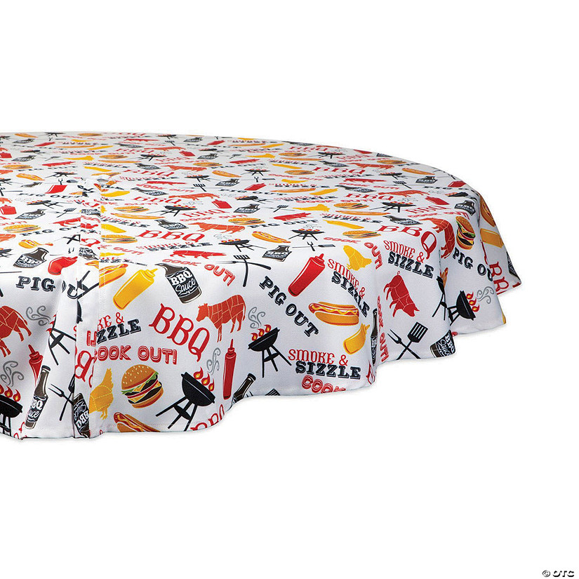 Bbq Fun Print Outdoor Tablecloth 60 Round Image