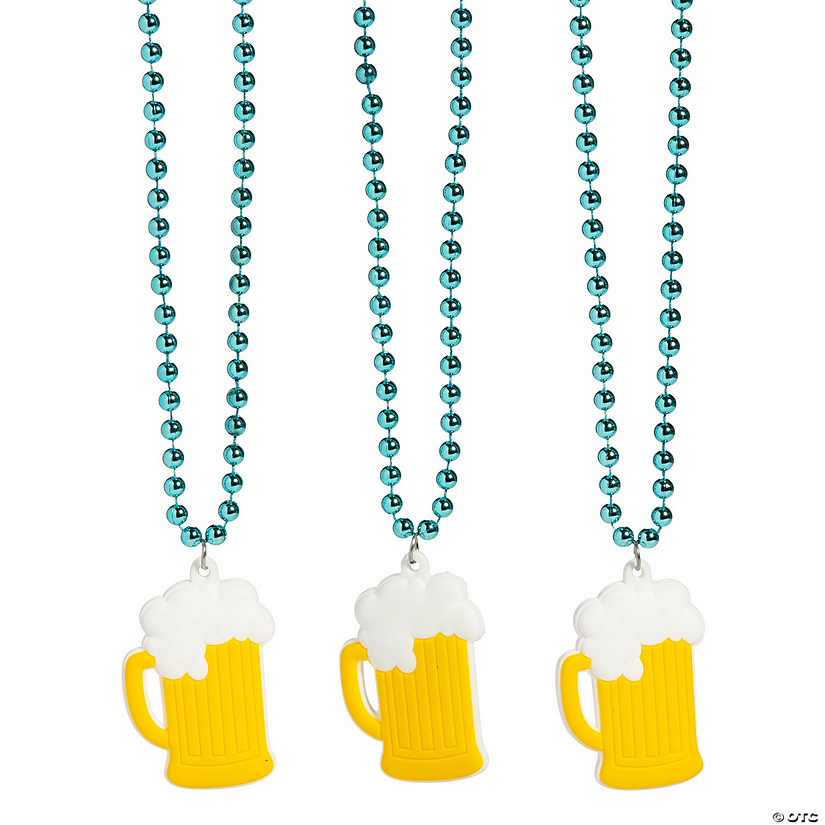 Bead Necklaces with Beer Mug Charm - 12 Pc. Image