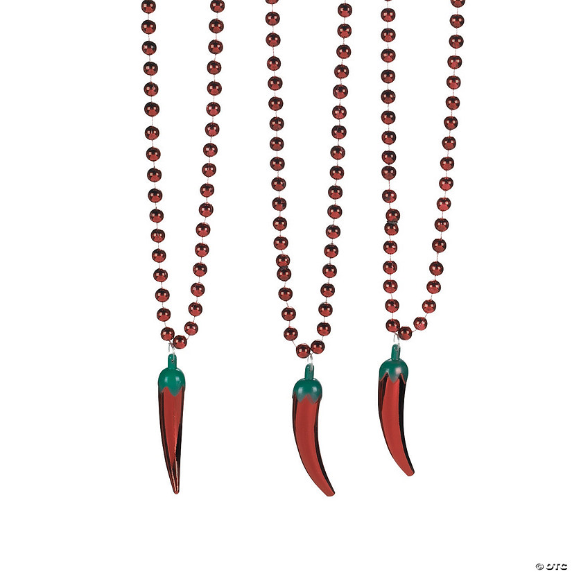 Bead Necklaces with Red Hot Chili Pepper - 24 Pc. Image