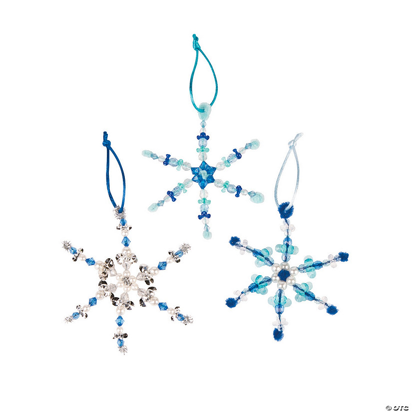 Beaded Snowflake Christmas Ornament Craft Kit - Makes 24 Image