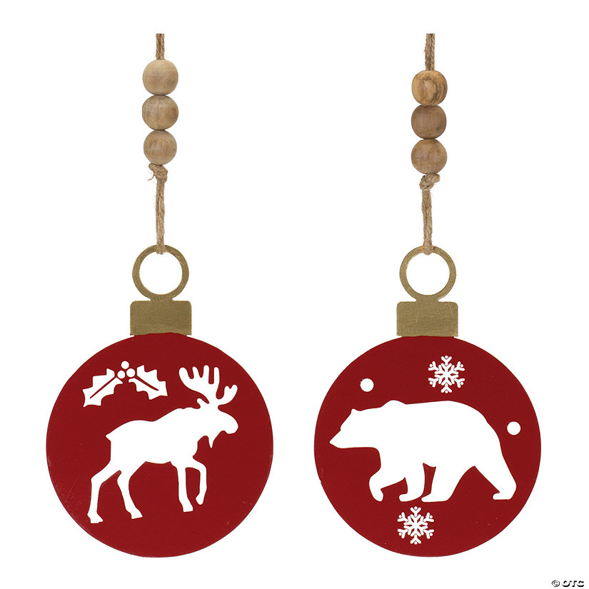 Bear And Moose Cut-Out Ornament (Set Of 12) 7.5"H Iron Image
