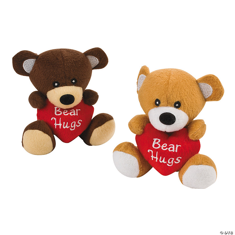 Bear Hugs Heart Brown Stuffed Bears - 12 Pc. Image