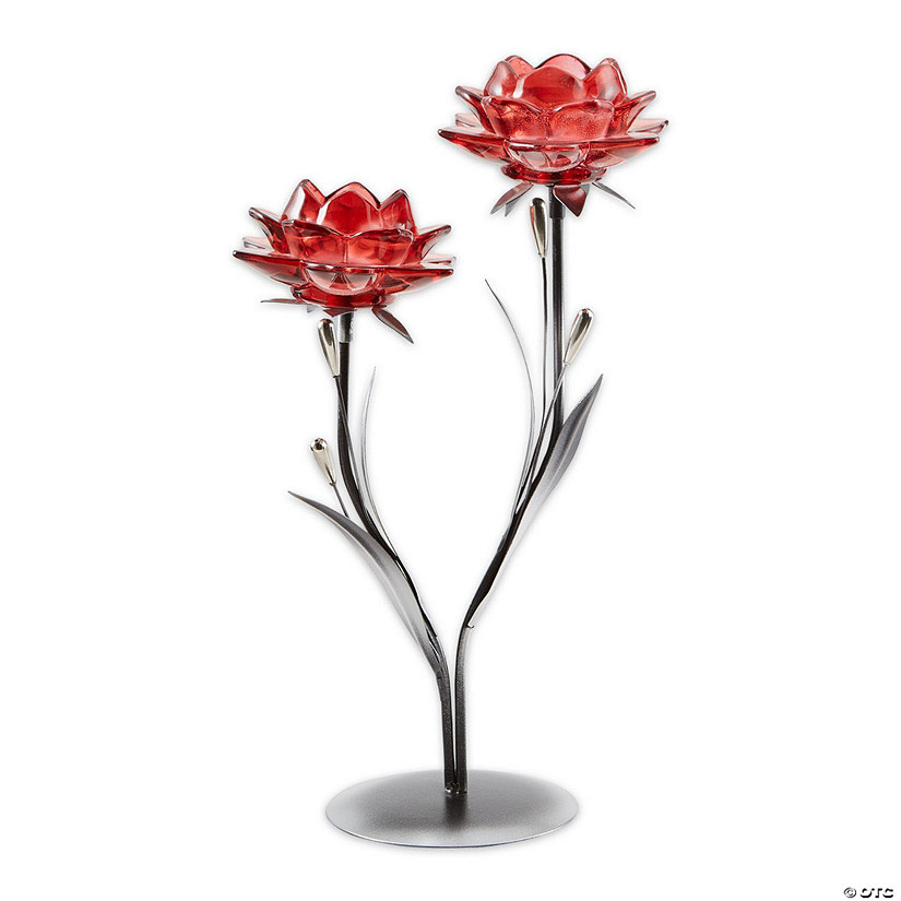 Beautiful Red Flowers Candleholder 9X4.75X14.5" Image