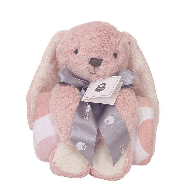 Bedtime Originals Pink Plush Bunny and Hearts Baby Blanket Gift Set Image