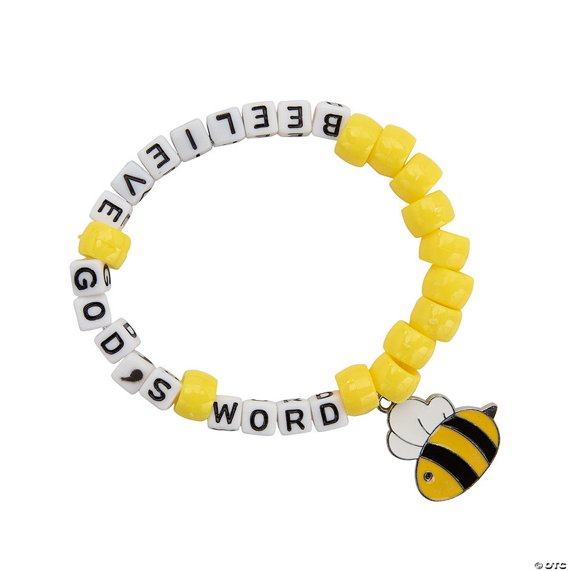 Bee-lieve God&#8217;s Word Pony Bead Bracelet Craft Kit - Makes 12 Image