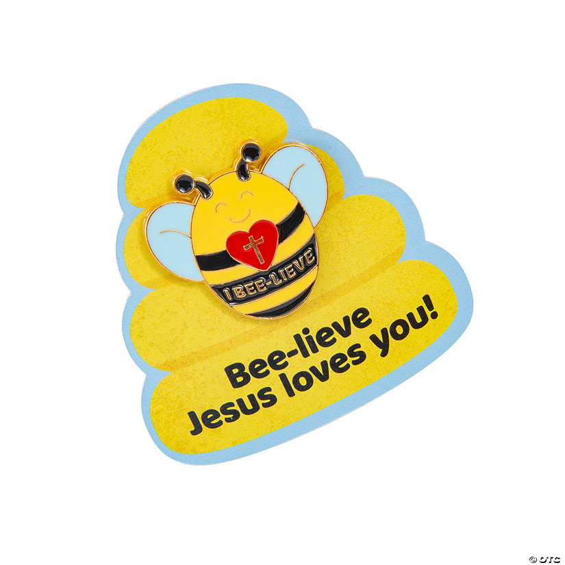 Bee-lieve Jesus Loves You Pins with Card for 12 Image