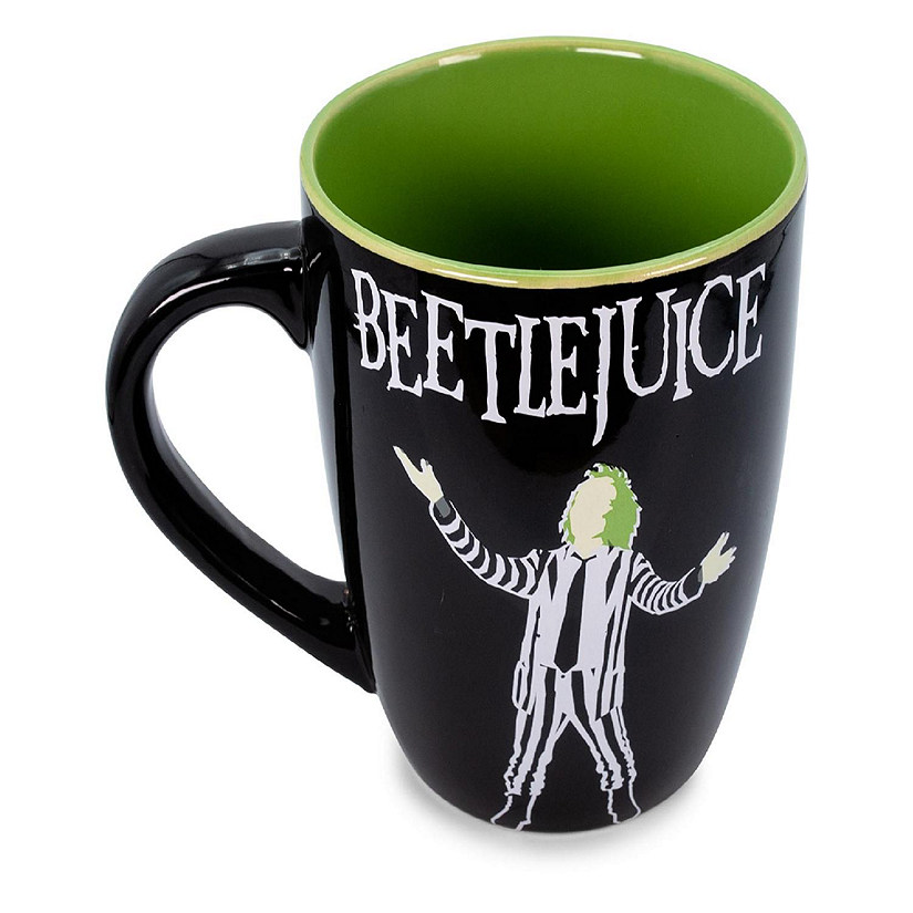 Beetlejuice "Ghost With The Most" Curved Ceramic Mug  Holds 25 Ounces Image