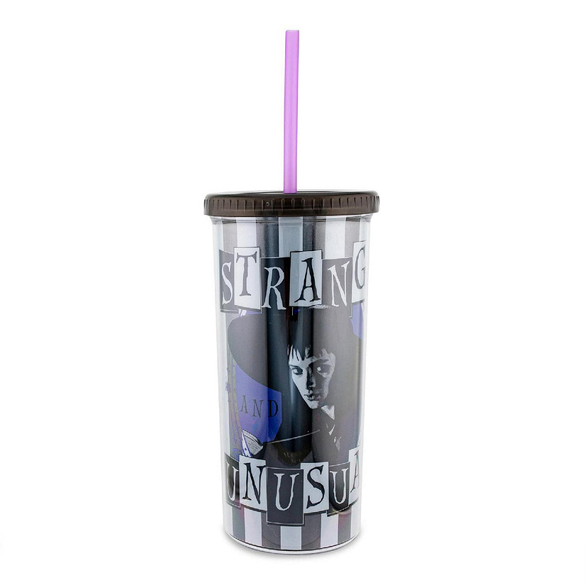 Beetlejuice "Strange and Unusual" Cold Cup With Lid and Straw  Holds 20 Ounces Image
