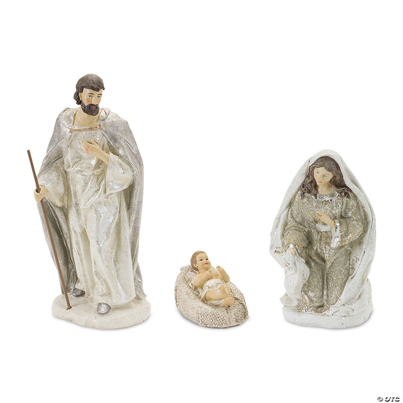 Beige Holy Family Nativity Figurines (Set Of 3) 3"H, 8"H, 11.75"H Resin Image