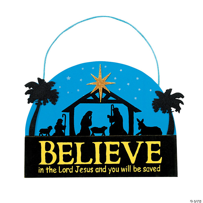 "Believe" Nativity Sign Christmas Craft Kit- Makes 12 Image