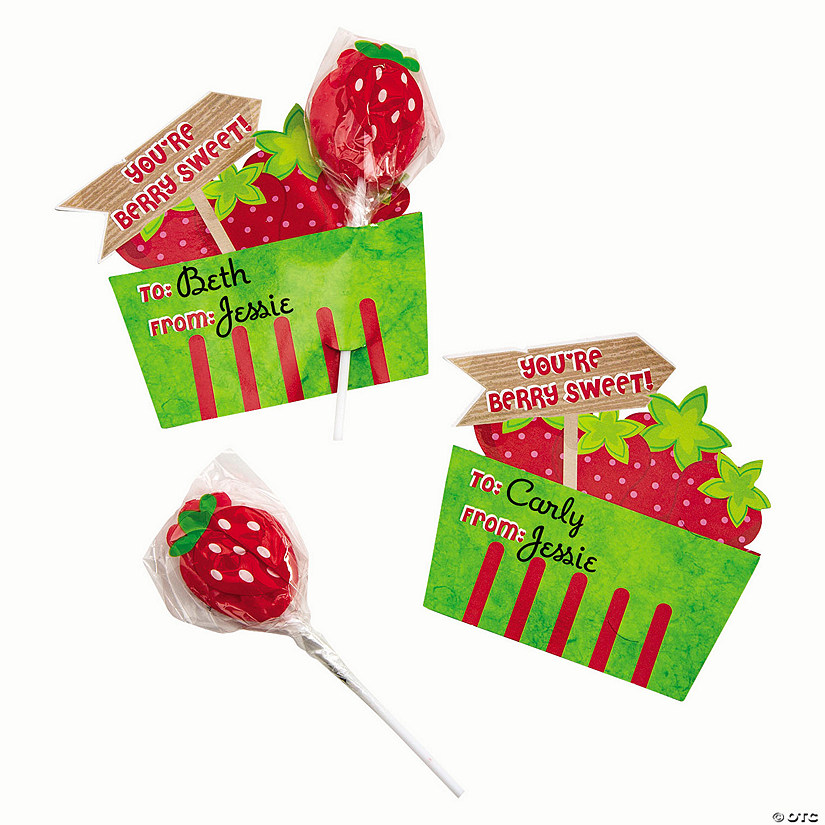 Berry Sweet Lollipop Valentine Exchanges with Card for 24 Image