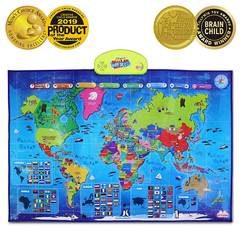 BEST LEARNING i-Poster My World Interactive Map - Educational Talking Poster Toy for Children of Ages 5 to 12 Years Old Image