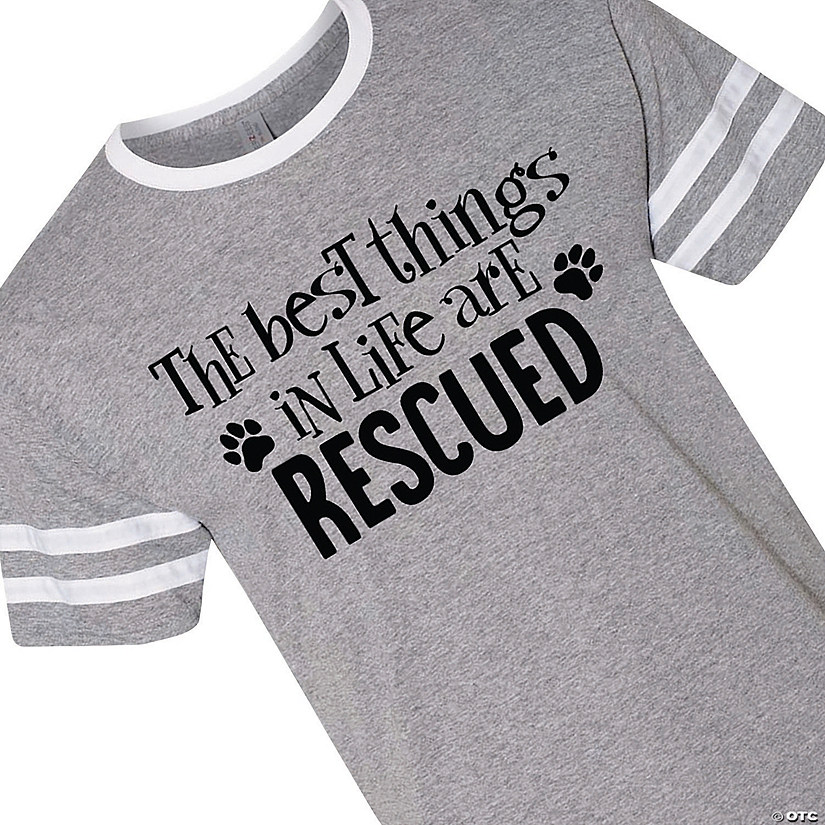 Best Things Are Rescued Adult's Ringer Varsity T-Shirt Image