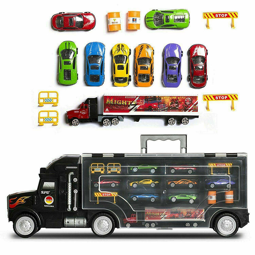Big Daddy Extra Large Tractor Trailer Car Collection Case Carrier Truck - 8 Cars 1 Small Tractor Trailer & 6 Accessories Image