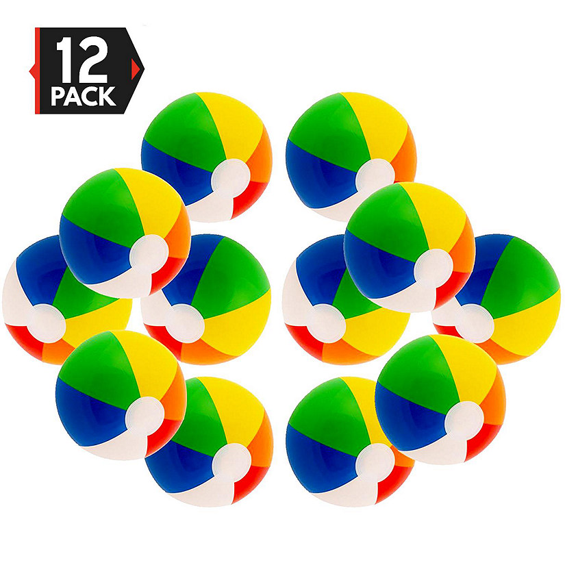 Big Mo's Toys 16" Rainbow Color Party Pack Inflatable Beach Balls - (12 Pack) Image