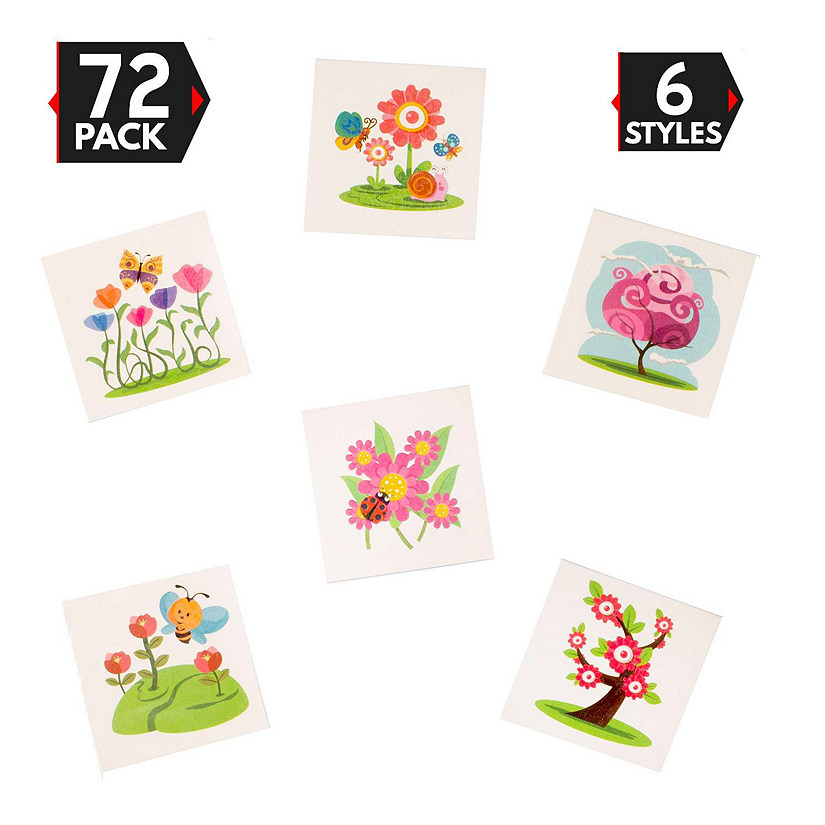 Big Mo's Toys 72 Pack Spring and Summer Assorted Design Temporary Tattoos Image