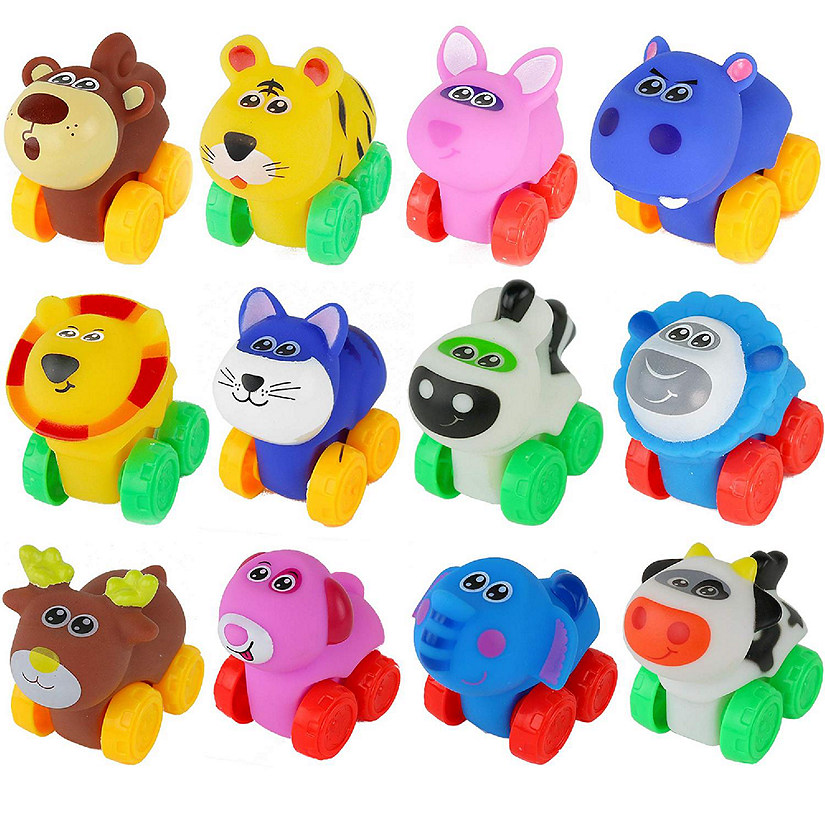 Big Mo's Toys Animal Cars - Soft Rubber Animal Cars - Pack of 12 Image