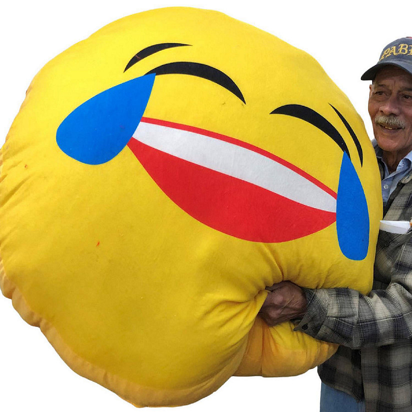Big Teddy Giant Emoji Pillow 44 inches Smiley Face with Tears of Joy Image