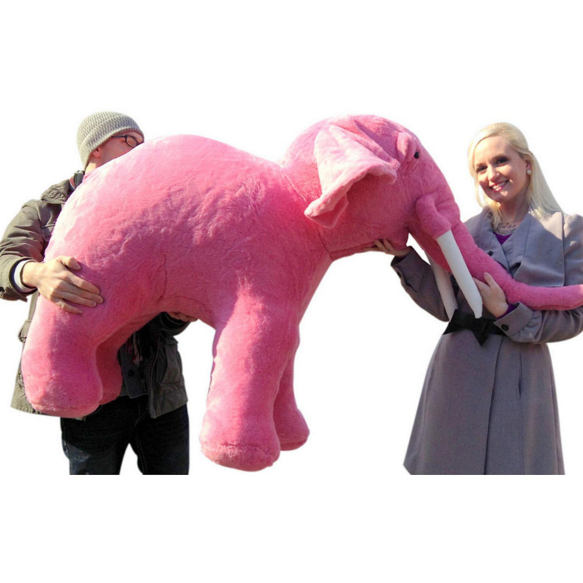 Big Teddy Giant Stuffed Elephant 3 Feet Tall Pink Image