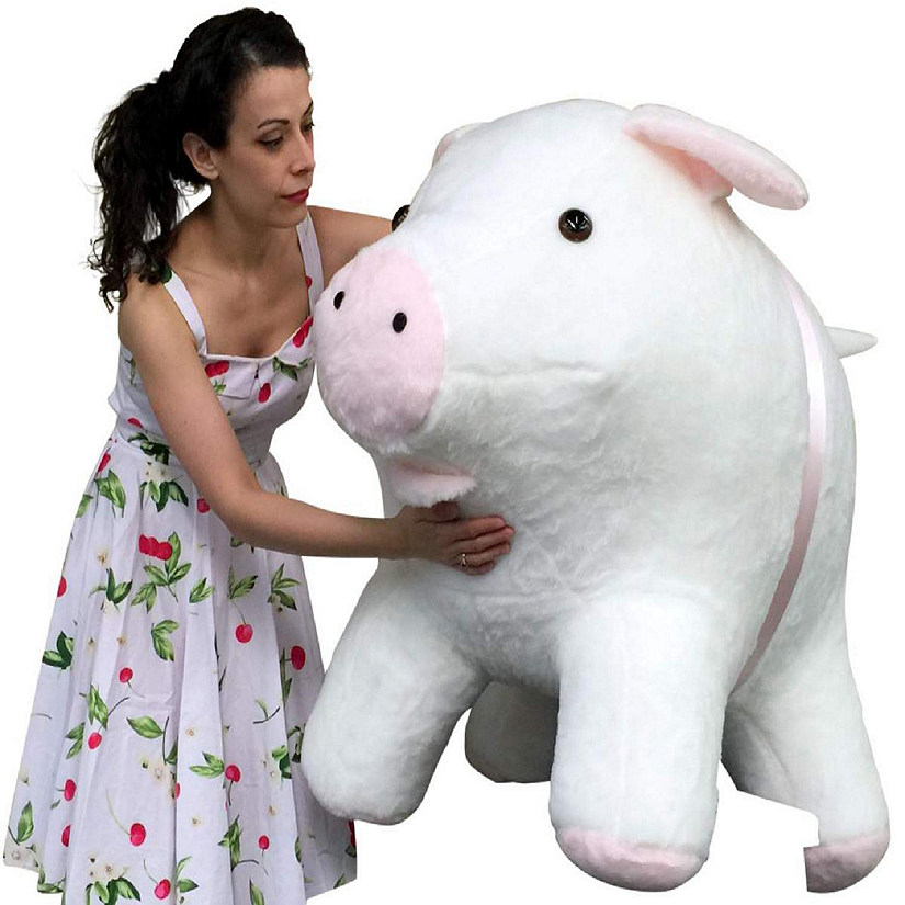 Big Teddy Giant Stuffed Pig 40 Inch White Image