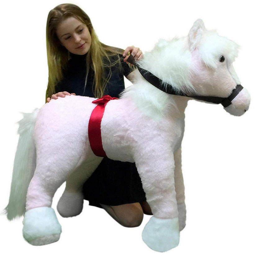 Big Teddy Giant Stuffed Pink Pony 3 Feet Horse Image