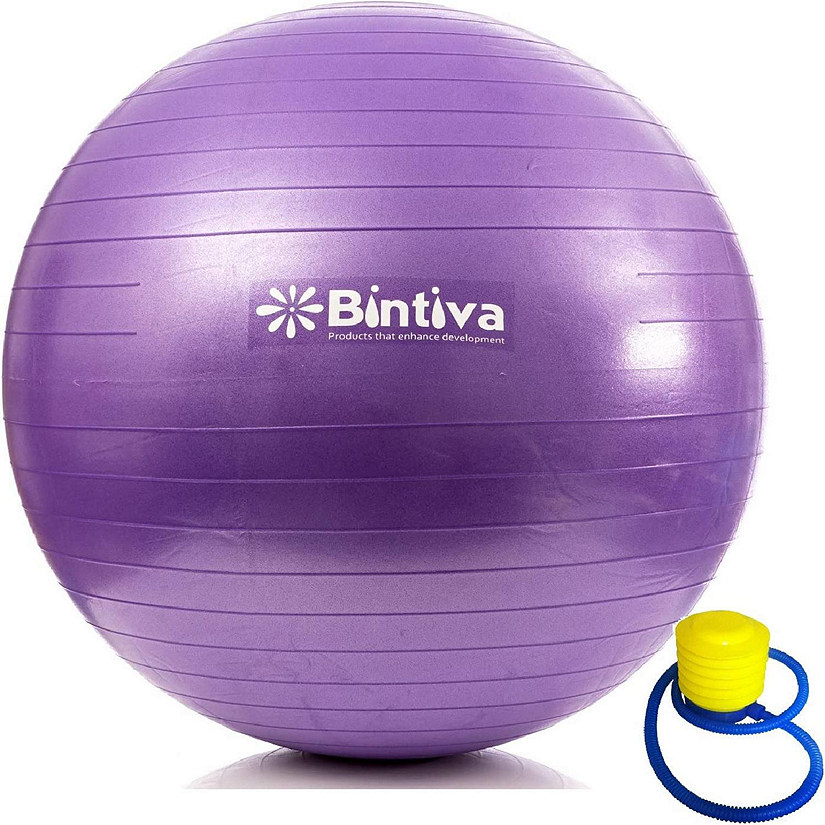 Bintiva Anti-Burst Fitness Exercise Stability Yoga Ball Purple - Extra Large Image
