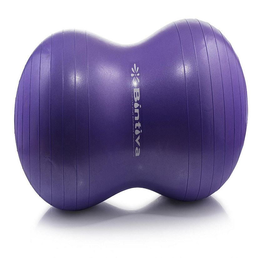 Bintiva Anti-Burst Peanut Ball, Including a Free Foot Pump, for Labor, Physical Therapy, Fitness, and Exercise Small - Purple Image