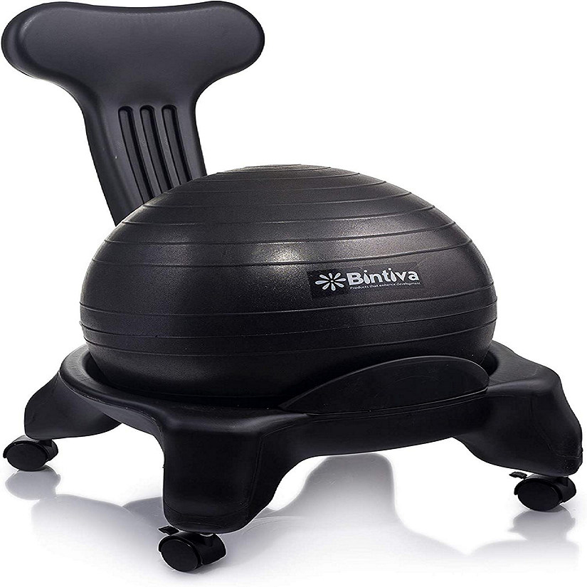 Bintiva Exercise Ball Chair - for Home and Office - Black Image