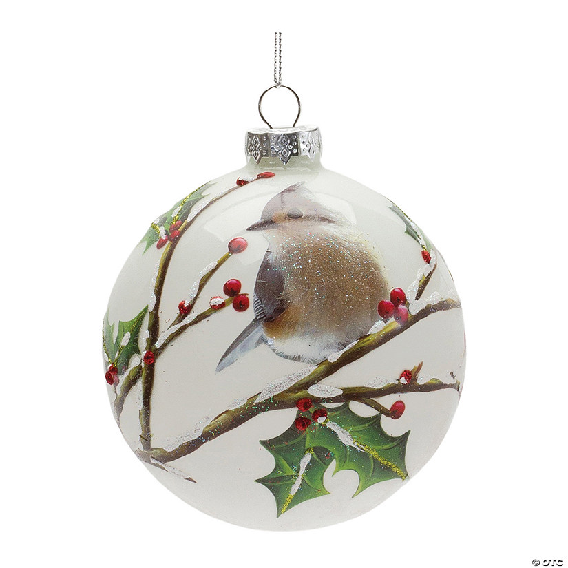 Bird Ball Ornament (Set Of 6) 4"D Glass Image